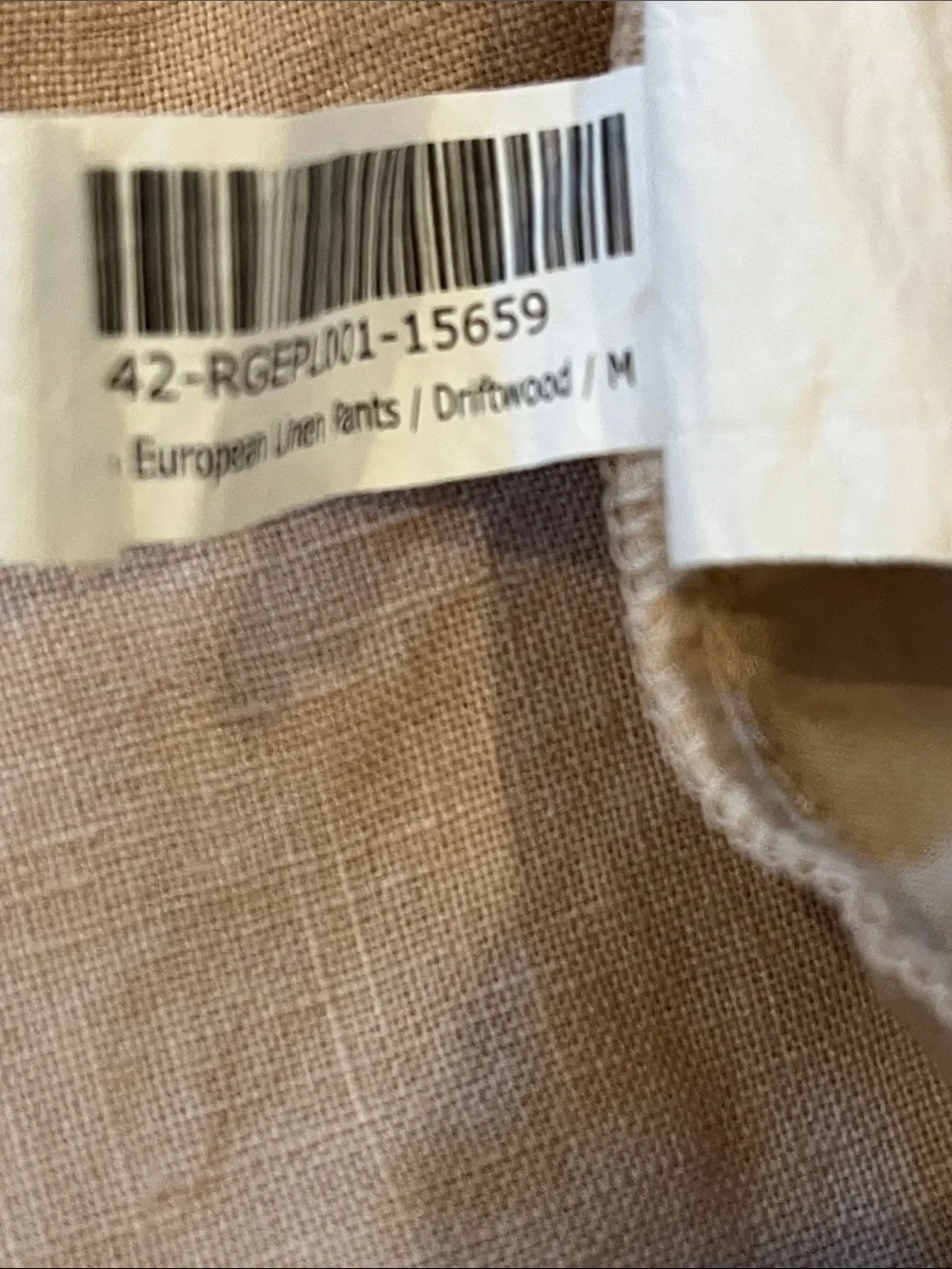 Quince 100% European Linen Pants w/ Pockets Relaxed Fit size M Driftwood